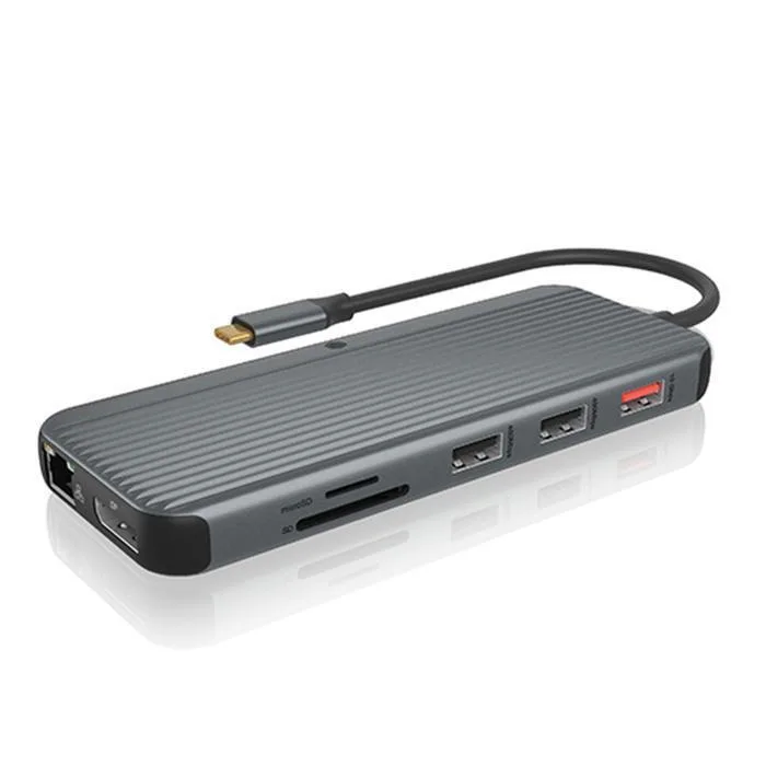 Icy Box USB-C Docking Station με HDMI/DisplayPort 4K PD Ethernet και σύνδεση 2 Οθονών Γκρι (IB-DK4060-CPD) - Image 1