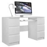 Γραφείο Kuba Ξύλινο Biel Mat White με LED 130x51x76εκ.