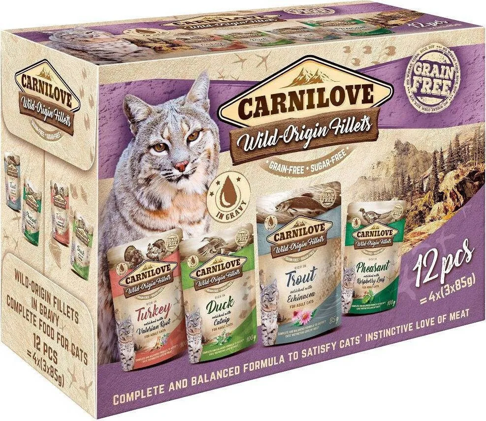 20230809085945_carnilove_wild_origin_fillets_ygri_trofi_gia_enilikes_gates_se_fakelaki_me_galopoula_85gr_12tmch Carnilove Wild Origin Fillets Υγρή Τροφή για Ενήλικες Γάτες σε Φακελάκι με Γαλοπούλα χωρίς Σιτηρά & Γλουτένη 12x85gr - Image 1