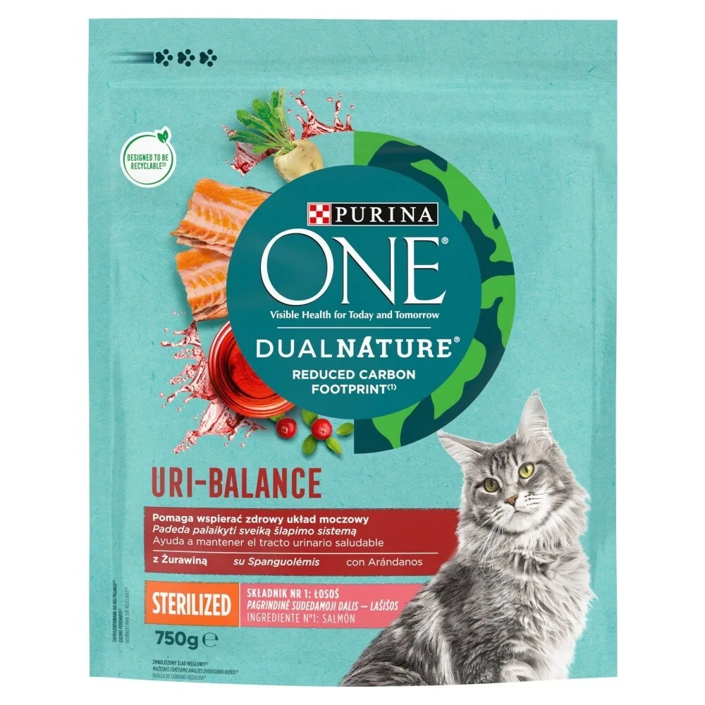 Purina One Ξηρά Τροφή χωρίς Γλουτένη για Ενήλικες Στειρωμένες Γάτες με Ευαίσθητο Ουροποιητικό με Σολομό 0.75kg - Image 1