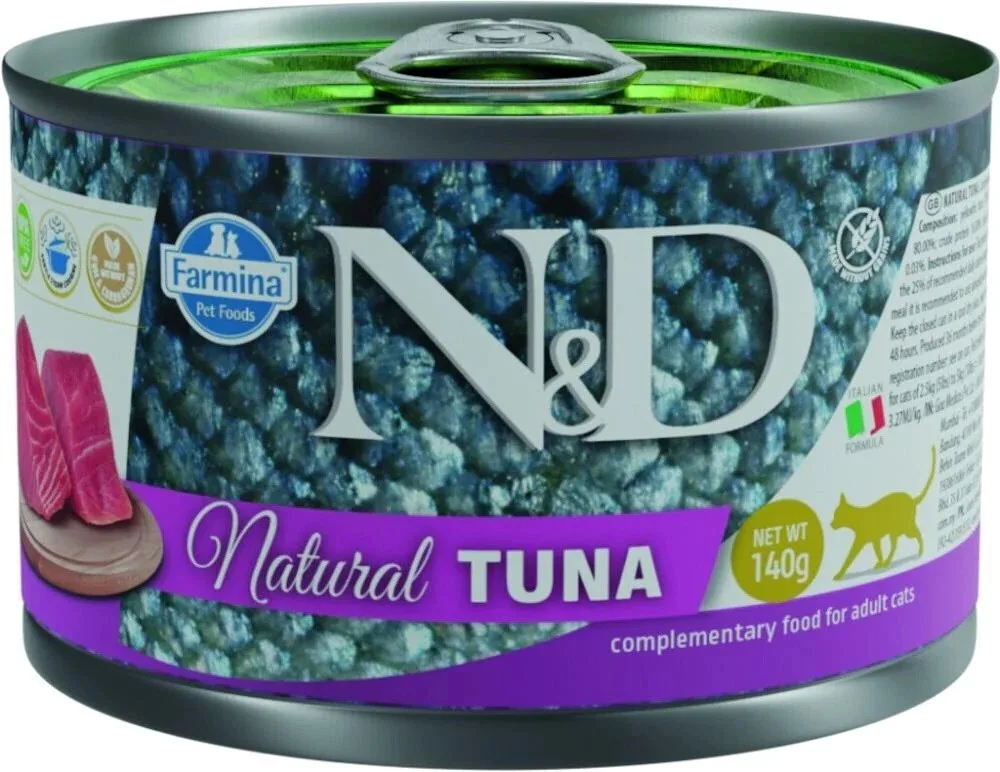 Farmina N&D Natural Υγρή Τροφή για Ενήλικες Γάτες σε Κονσέρβα με Τόνο χωρίς Γλουτένη 140gr PND140061 - Image 1