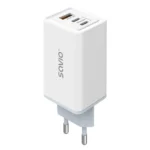 Savio Φορτιστής Χωρίς Καλώδιο GaN με Θύρα USB-A και 2 Θύρες USB-C 65W Power Delivery / Quick Charge 3.0 Λευκός (LA-07)