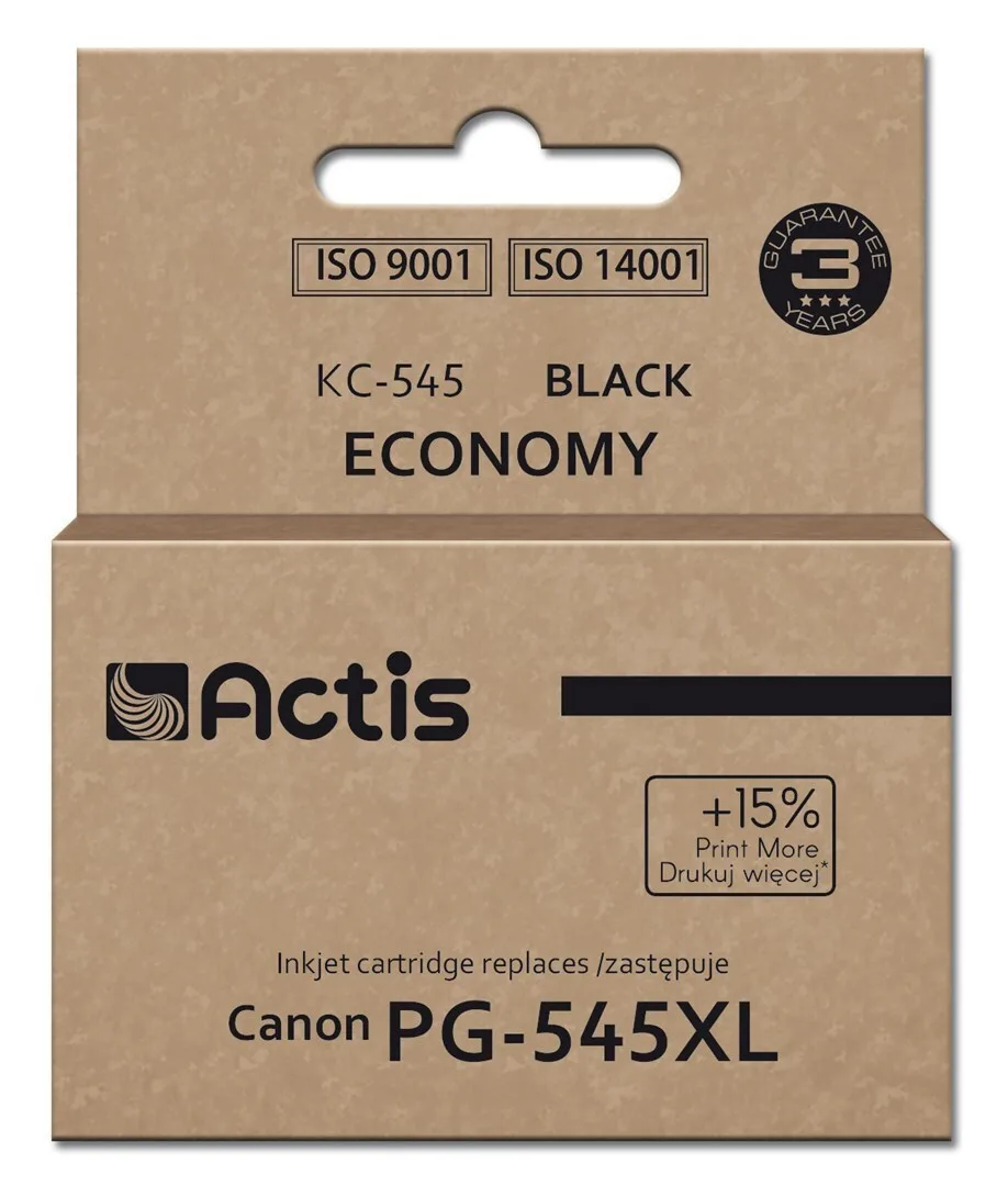 Actis Kc-545 Συμβατό Μελάνι Εκτυπωτή InkJet Canon PG-545XL 207 Σελίδων 15ml Μαύρο 1τμχ - Image 1