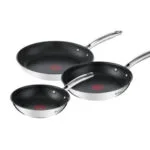Tefal Duetto+ Σετ Τηγάνια από Ανοξείδωτο Ατσάλι Silver με Κεραμική Επίστρωση G732S334 3τμχ