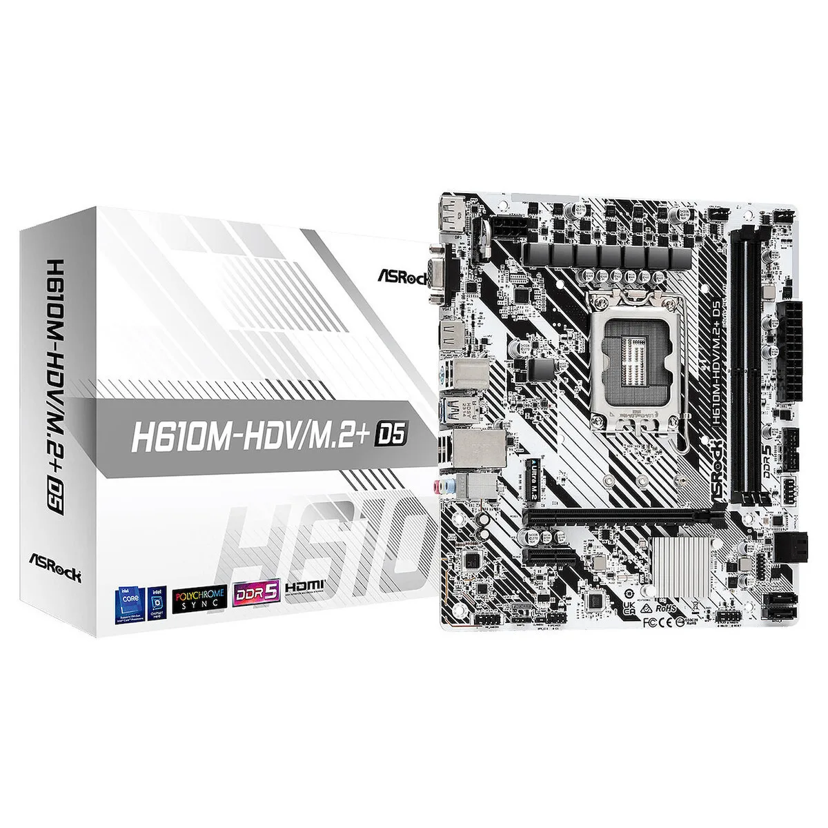 ASRock H610M-HDV/M.2+ D5 Motherboard Micro ATX με Intel 1700 Socket 90-MXBM50-A0UAYZ - Image 1