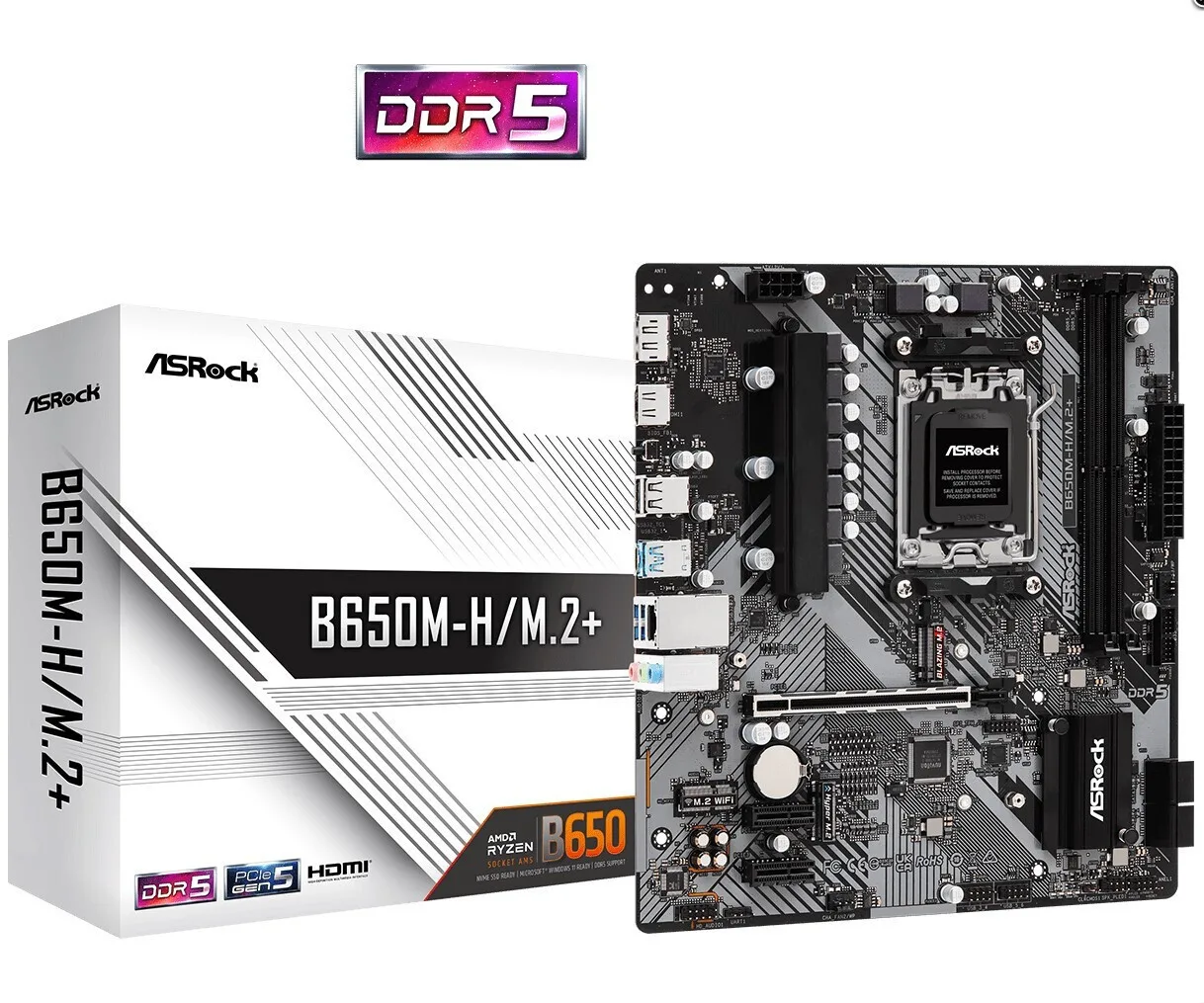 ASRock B650M-H/M.2+ Motherboard Micro ATX με AMD AM5 Socket 90-MXBMS0-A0UAYZ - Image 1