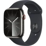 Apple Watch Series 9 Cellular Stainless Steel 45mm Αδιάβροχο με eSIM και Παλμογράφο (Graphite με Midnight Sport Band - M/L)