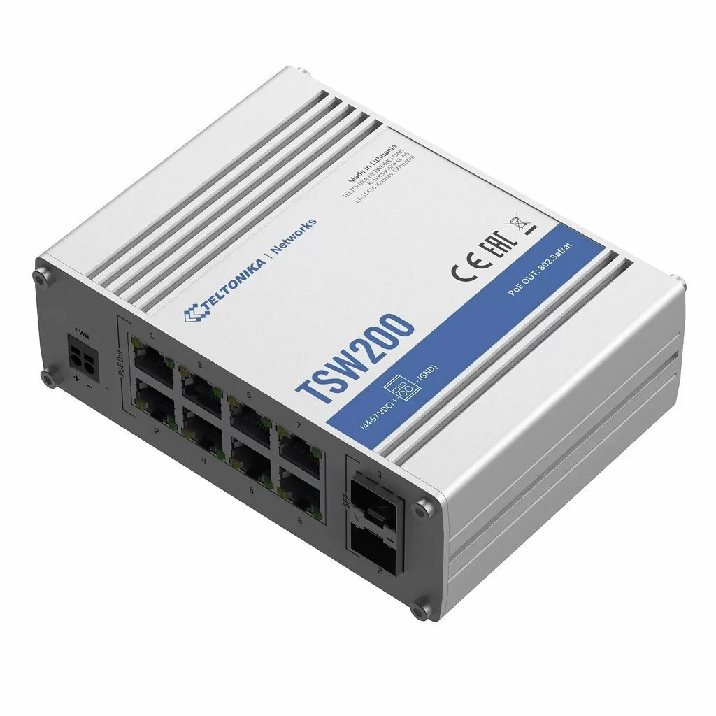 Teltonika TSW200 Unmanaged L2 PoE+ Switch με 10 Θύρες Gigabit (1Gbps) Ethernet και 2 SFP Θύρες - Image 1