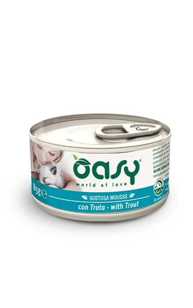 Oasy Gustosa Mousse Υγρή Τροφή για Ενήλικες Γάτες σε Κονσέρβα με Πέστροφα χωρίς Σιτηρά 85gr 02358 - Image 1