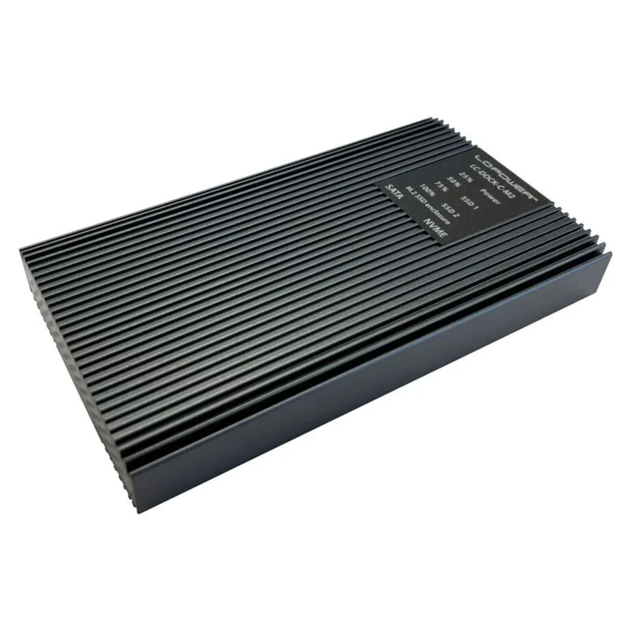 LC-Power Θήκη για 2 Σκληρούς Δίσκους M.2 PCI Express / SATA III με σύνδεση USB 3.2 σε Γκρι χρώμα LC-DOCK-C-M2 - Image 1