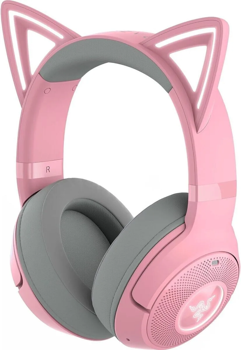 20231011113759_razer_kraken_kitty_v2_over_ear_gaming_headset_me_syndesi_bluetooth_quartz Razer Kraken Kitty V2 BT Ασύρματα / Ενσύρματα Over Ear Ακουστικά με 40 ώρες Λειτουργίας Ροζ - Image 1