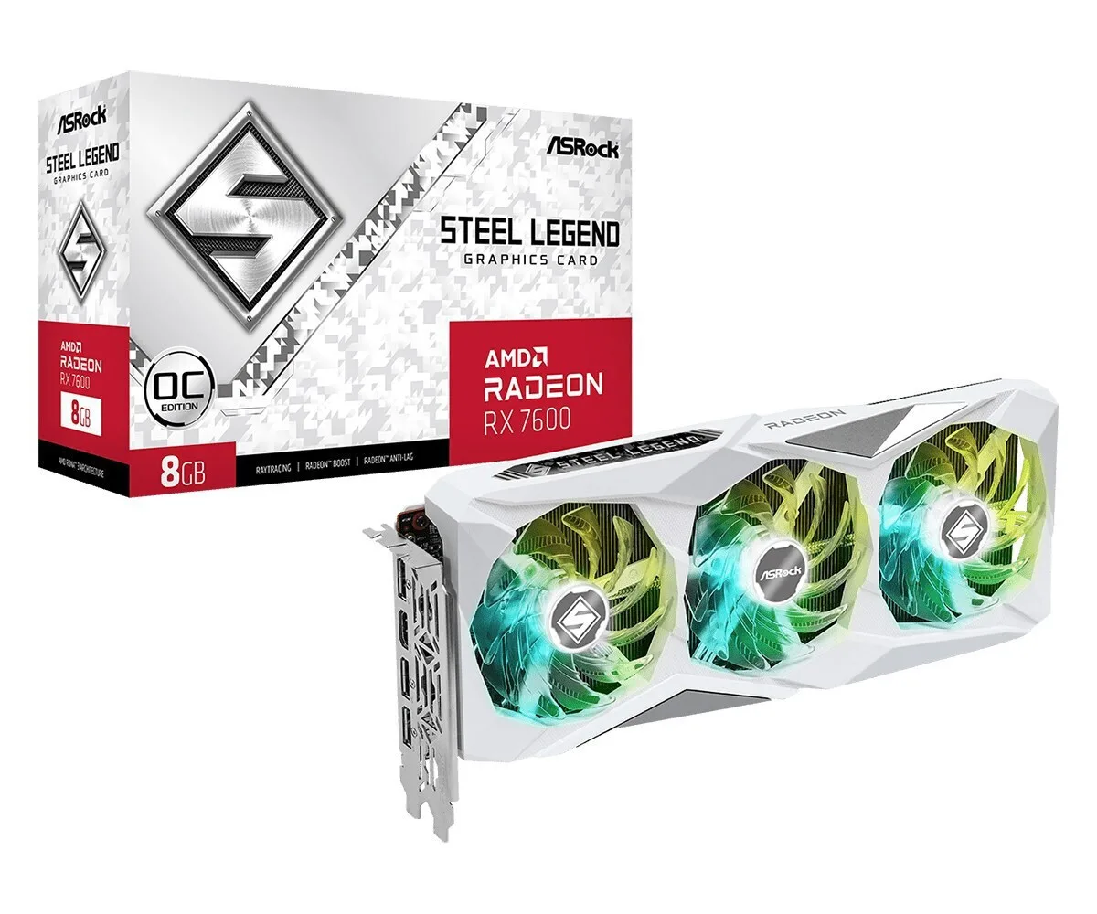 ASRock Radeon RX 7600 8GB GDDR6 Steel Legend OC Κάρτα Γραφικών 90-GA4DZZ-00UANF - Image 1
