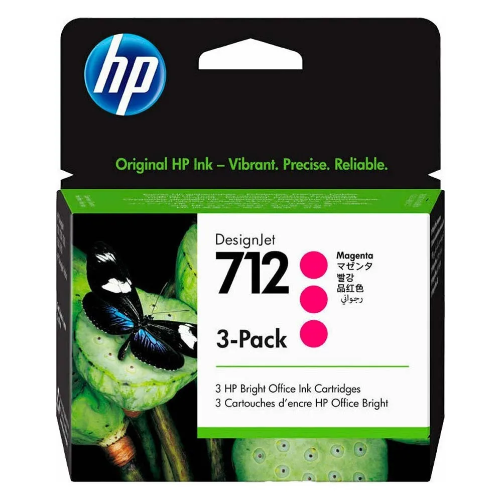 HP 712 Γνήσιο Πακέτο 3 Μελανιών Εκτυπωτή InkJet Ματζέντα (3ED78A) - Image 1