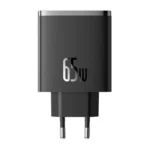 Baseus Φορτιστής Χωρίς Καλώδιο GaN με Θύρα USB-A και 2 Θύρες USB-C 65W Power Delivery / Quick Charge 3.0 Μαύρος (Cube Pro)