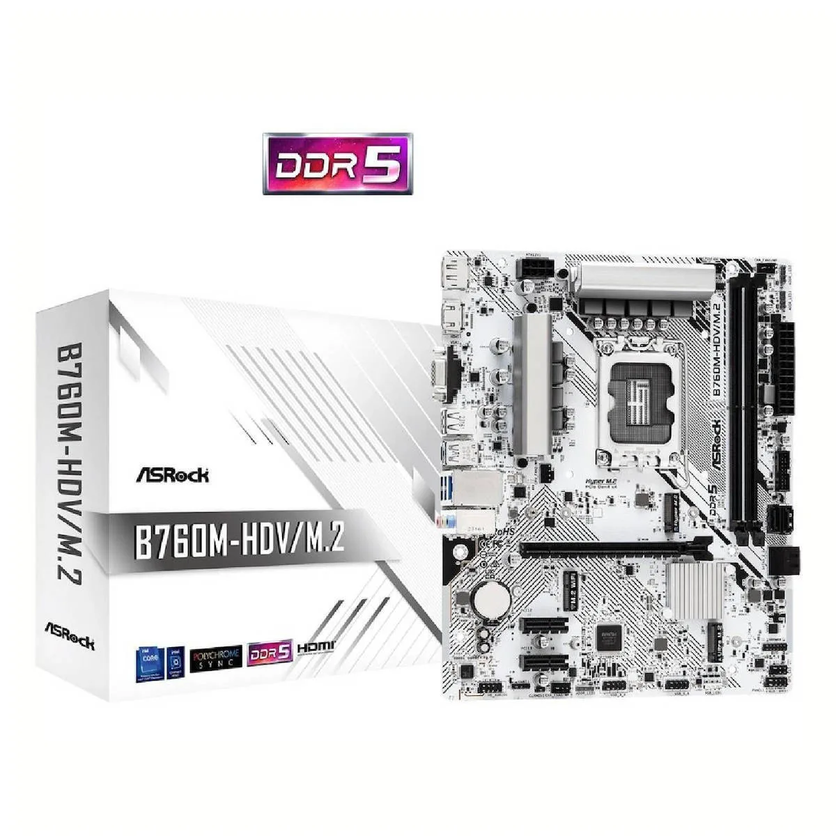ASRock B760M-HDV/M.2 Motherboard Micro ATX με Intel 1700 Socket 90-MXBMJ0-A0UAYZ - Image 1