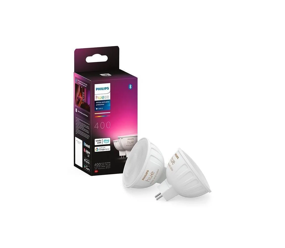 Philips Smart Λάμπες LED 6.3W για Ντουί GU5.3 και Σχήμα MR16 RGBW 400lm Dimmable 2τμχ - Image 1