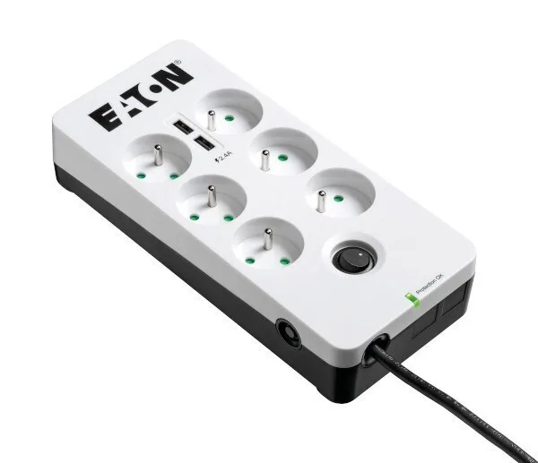 20231031141117_73cdc4e7 Eaton Πολύπριζο Aσφαλείας 6 Θέσεων με USB-A, Διακόπτη και Καλώδιο 1.5m PB6UF - Image 1