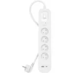Belkin Πολύπριζο 4 Θέσεων με 1 USB-A, USB-C και Καλώδιο 2m