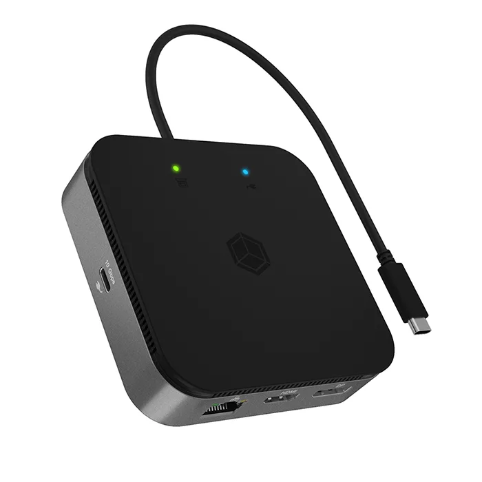 Icy Box USB-C Docking Station με HDMI/DisplayPort 4K PD Ethernet και σύνδεση 2 Οθονών Μαύρο (IB-DK408-C41) - Image 1