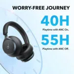 Anker Space One Ασύρματα / Ενσύρματα Over Ear Ακουστικά με 55 ώρες Λειτουργίας Μαύρα