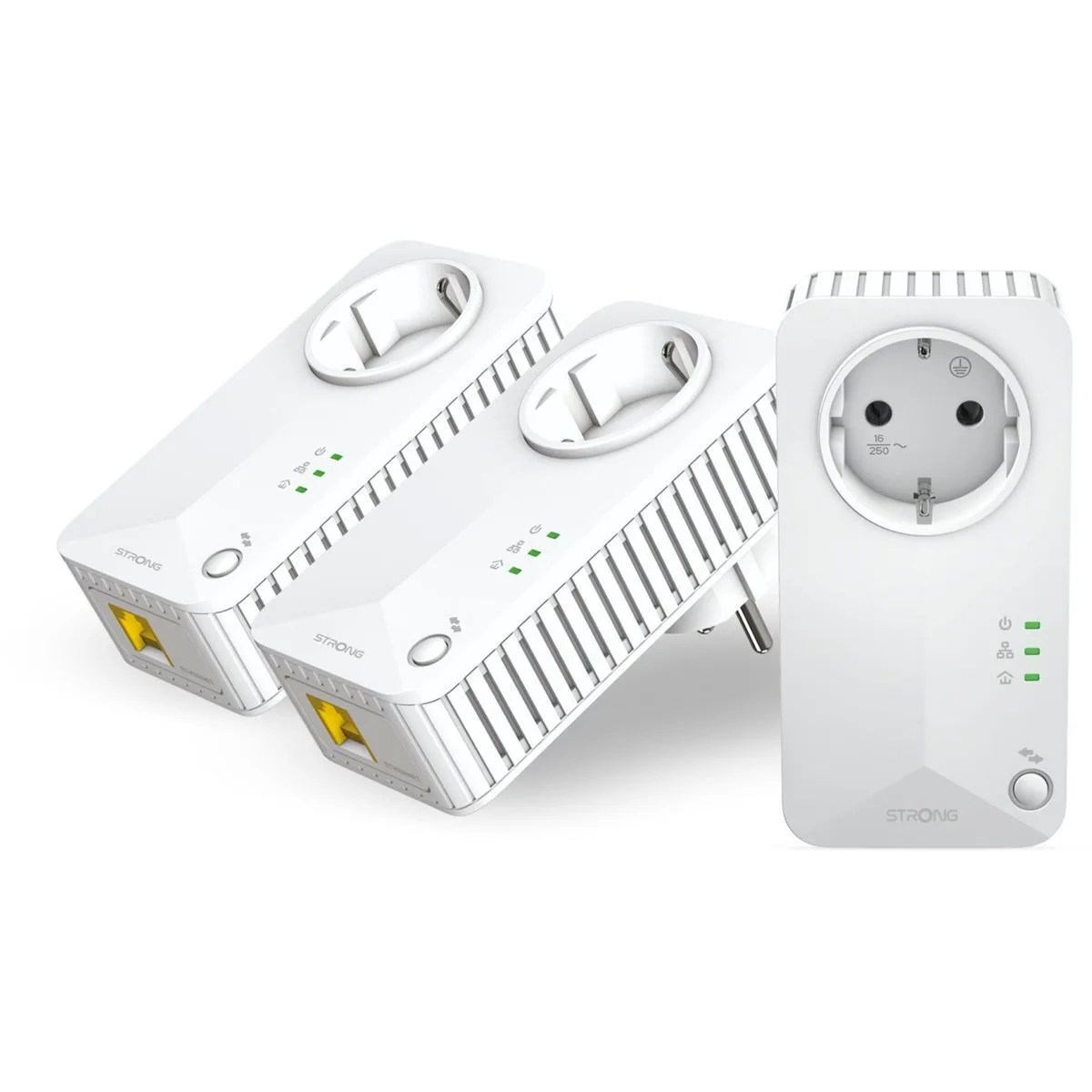 Strong 600 Triple Pack FR V2 Powerline Τριπλού Kit για Ενσύρματη Σύνδεση με Passthrough Πρίζα και Θύρα Ethernet - Image 1