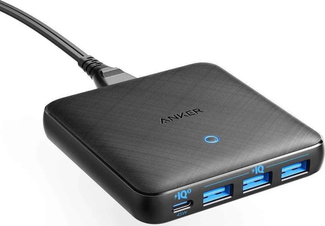 Anker Βάση Φόρτισης με 3 Θύρες USB-A και Θύρα USB-C 65W Power Delivery σε Μαύρο χρώμα (PowerPort Atom) - Image 1