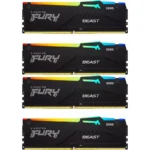 Kingston Fury Beast RGB DDR5 128GB RAM με 4x32GB Modules και Ταχύτητα 5200 για Desktop KF552C40BBAK4-128