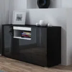 Μπουφές Viva Ξύλινος black/black gloss + white 150x45x80cm