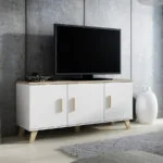 Έπιπλο Τηλεόρασης Λευκό + Sonoma Oak Μ150xΠ45xΥ69cm KOM150