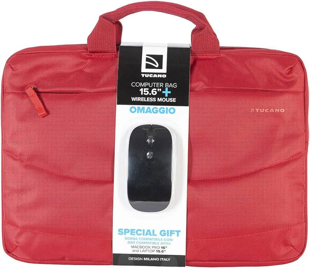 Tucano Idea Bundle with Mouse Τσάντα Ώμου / Χειρός για Laptop 16" σε Κόκκινο χρώμα - Image 1