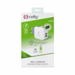 Celly Φορτιστής Χωρίς Καλώδιο με 2 Θύρες USB-A Λευκός (TC2USBTURBO)