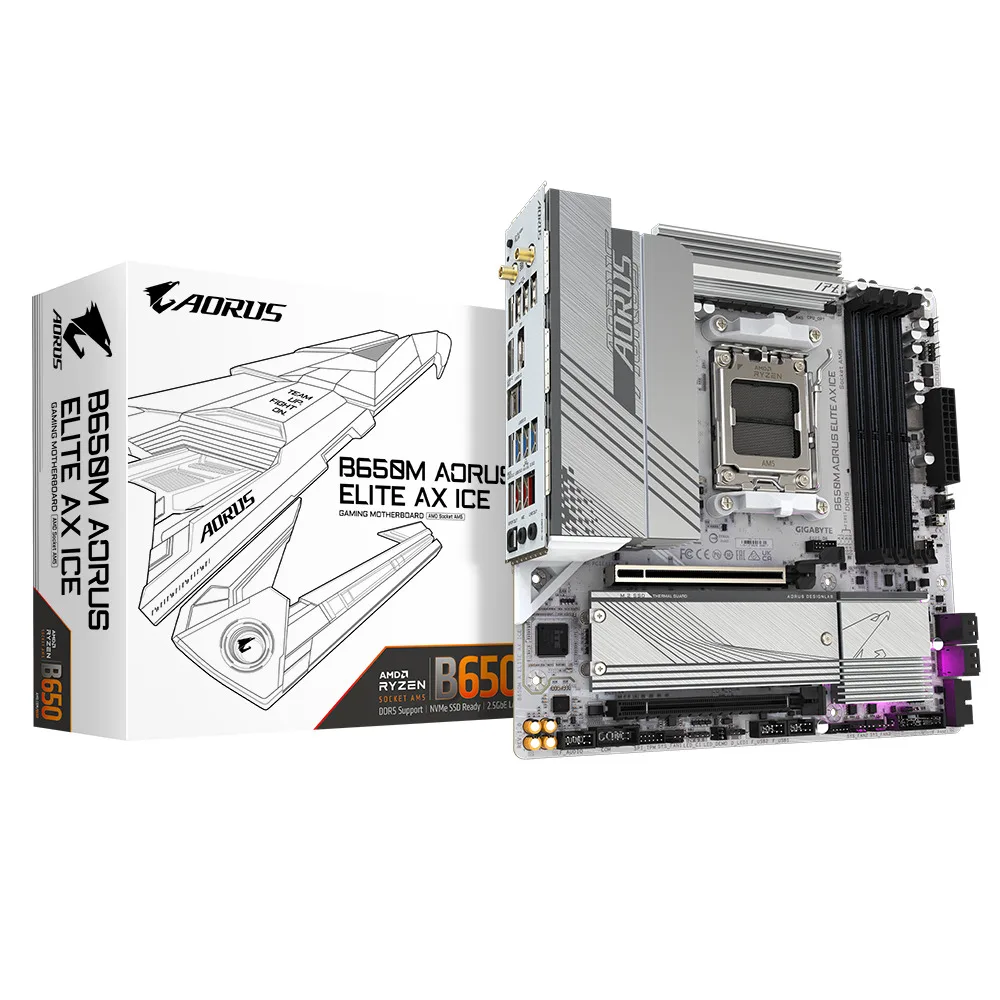 Gigabyte B650M Aorus Elite AX Ice Wi-Fi Motherboard Micro ATX με AMD AM5 Socket - Image 1