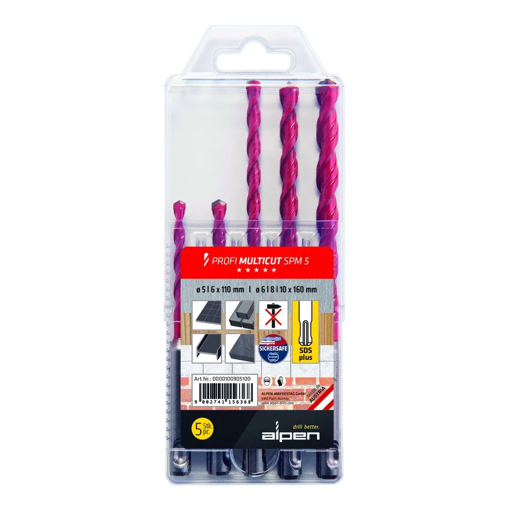 20231208125633_alpen_trypani_me_sds_plus_stelechos_09083840 Alpen Drills Σετ 5 Διαμαντοτρύπανα Καρβιδίου με SDS Plus Στέλεχος για Μέταλλο, Δομικά Υλικά και Ξύλο 09083840 - Image 1