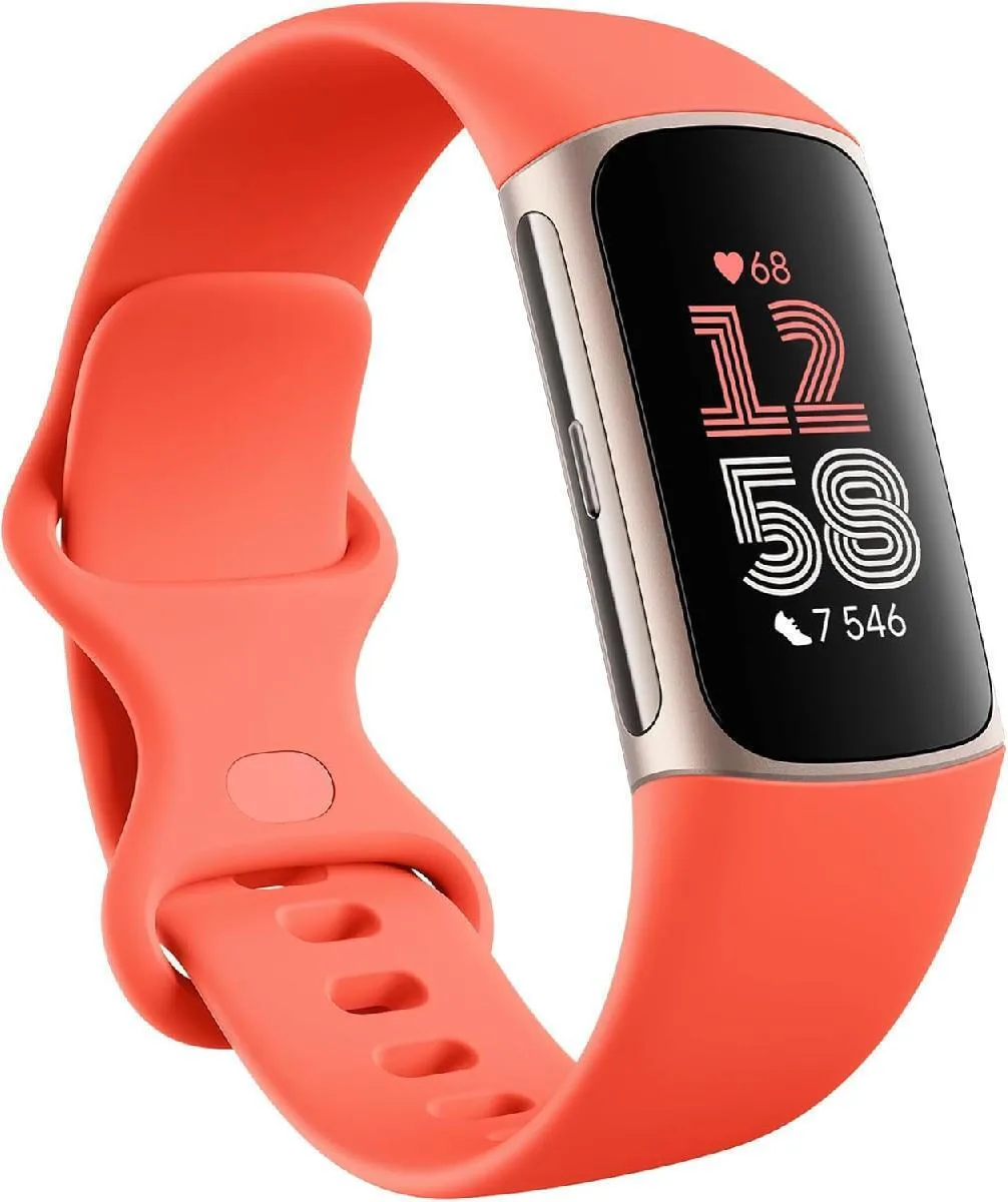 20231219160506_fitbit_charge_6_activity_tracker_me_palmografo_obsidian_black_aluminum Fitbit Charge 6 Activity Tracker με Παλμογράφο Champagne / Coral - Image 1