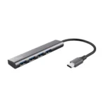 Trust Halyx USB 2.0 Hub 4 Θυρών με σύνδεση USB-A Γκρι (12408)