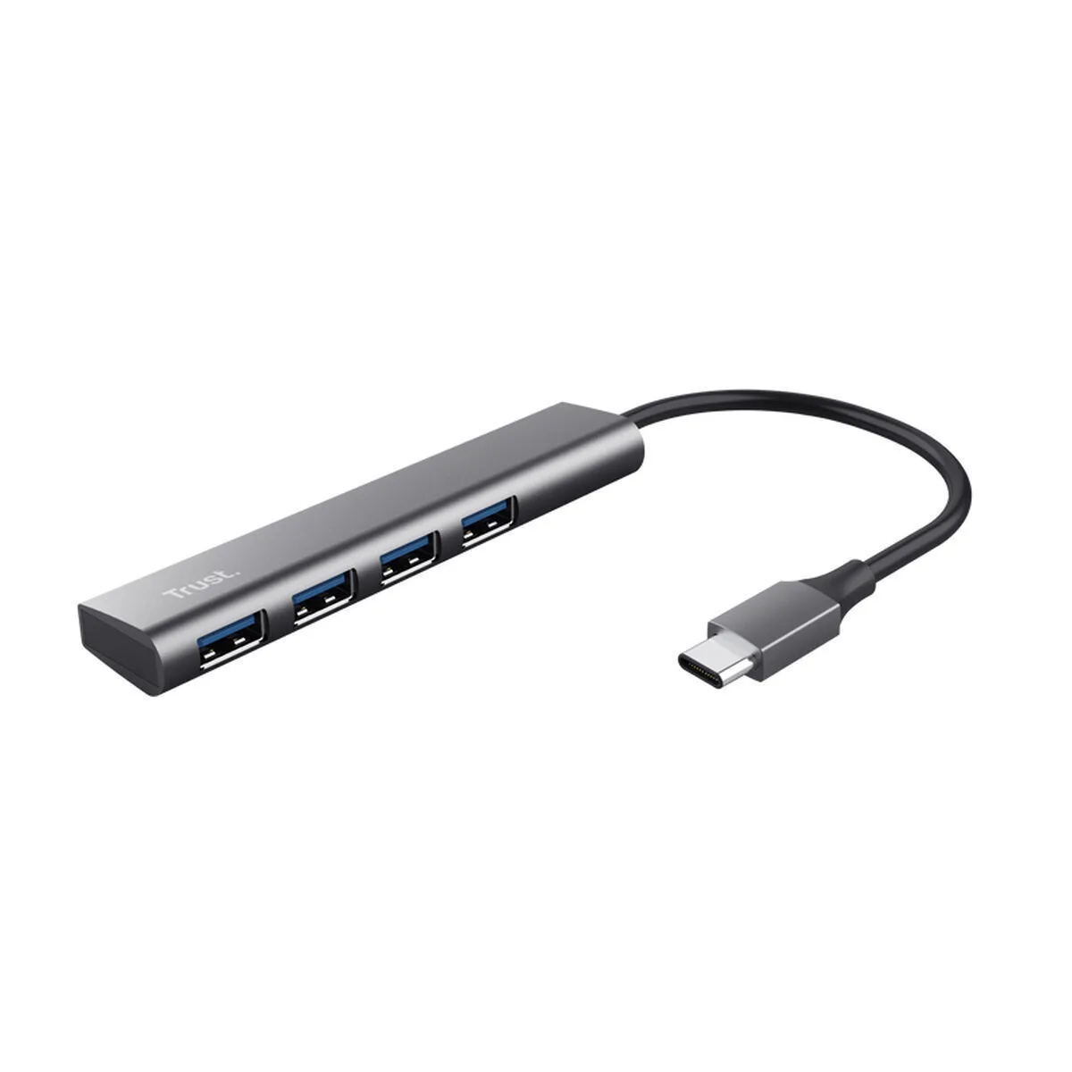 20231221115604_trust_halyx_usb_2_0_hub_4_thyron_me_syndesi_usb_a_gri_12408 Trust Halyx USB 2.0 Hub 4 Θυρών με σύνδεση USB-A Γκρι (12408) - Image 1