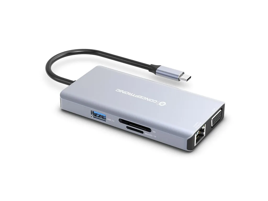 20240109122919_conceptronic_usb_c_docking_station_me_hdmi_4k_pd_ethernet_gri_donn20g Conceptronic USB-C Docking Station με HDMI 4K PD Ethernet Γκρι (DONN20G) - Image 1