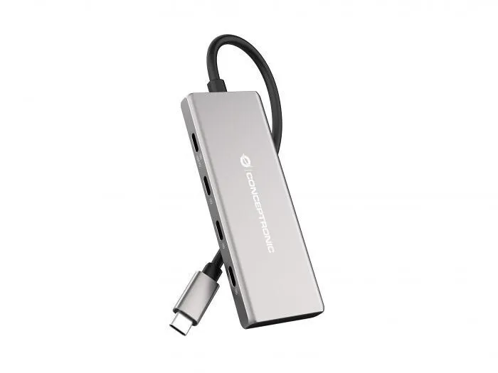 Conceptronic USB 3.2 Hub 7 Θυρών με σύνδεση USB-C & Θύρα Φόρτισης Ασημί (HUBBIES17G) - Image 1