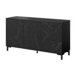 Μπουφές Marmo Ξύλινος με Συρτάρια Matte Black/Marble Black 150x45x80.5cm