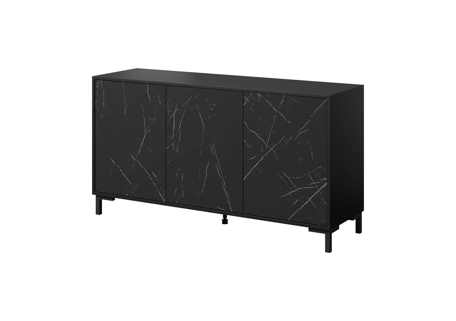 Μπουφές Marmo Ξύλινος με Συρτάρια Matte Black/Marble Black 150x45x80.5cm - Image 1