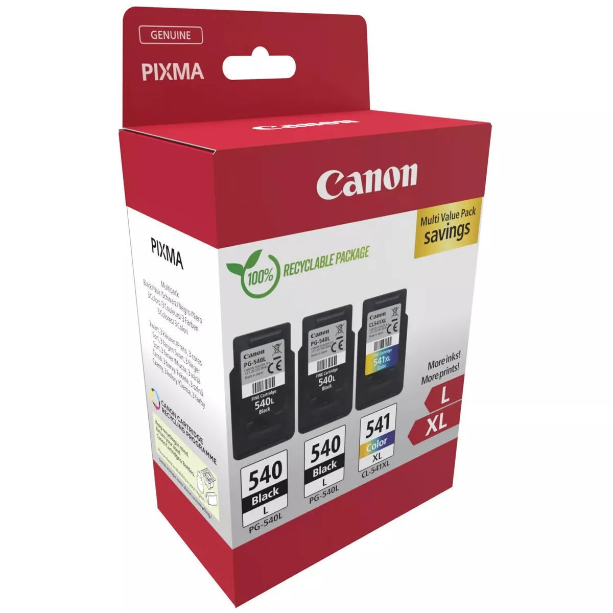 Canon PG-540Lx2/CL-541XL Γνήσιο Πακέτο Μελανιών Εκτυπωτή InkJet Μαύρο / Κυανό / Ματζέντα / Κίτρινο (5224B017) - Image 1