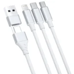 3MK Braided USB to Lightning / Type-C / micro USB Cable 3A Λευκό 1.5m
