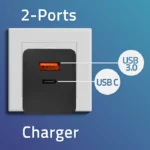 Qoltec Φορτιστής Χωρίς Καλώδιο GaN με Θύρα USB-A και Θύρα USB-C 100W Power Delivery Μαύρος (Power Pro)