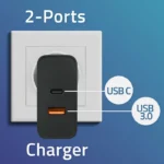 Qoltec Φορτιστής Χωρίς Καλώδιο με Θύρα USB-A και Θύρα USB-C 90W Power Delivery Μαύρος (Super Quick)