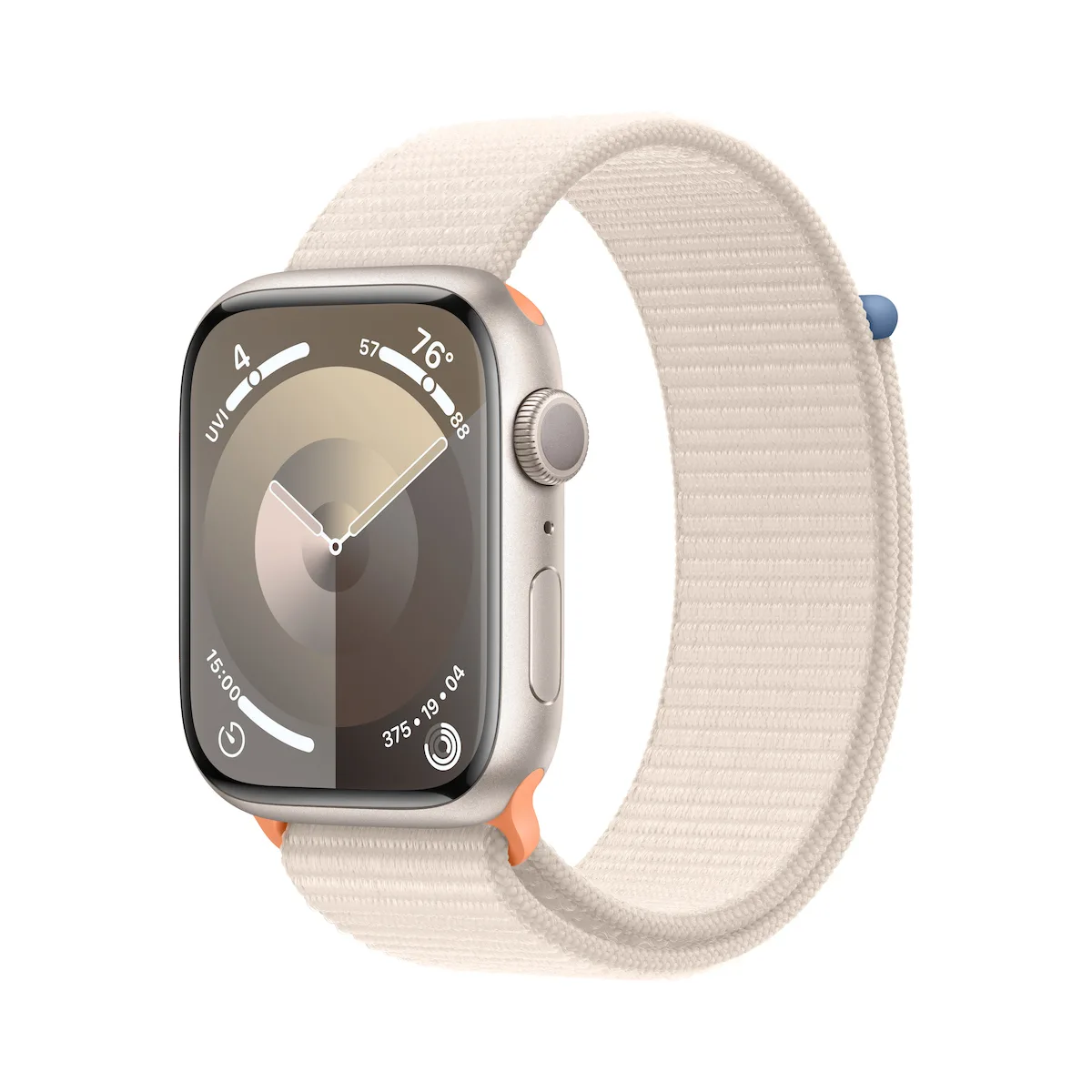 Apple Watch Series 9 Aluminium 45mm Αδιάβροχο με Παλμογράφο (Starlight με Starlight Sport Loop) - Image 1