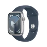 Apple Watch Series 9 Aluminium 45mm Αδιάβροχο με Παλμογράφο (Silver με Storm Blue Sport Band - S/M)