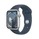 Apple Watch Series 9 Aluminium 45mm Αδιάβροχο με Παλμογράφο (Silver με Storm Blue Sport Band - M/L)