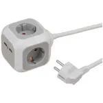 Brennenstuhl PowerCube 4 Θέσεων με 2 USB-A και Καλώδιο 1.4m Γκρι 1150100