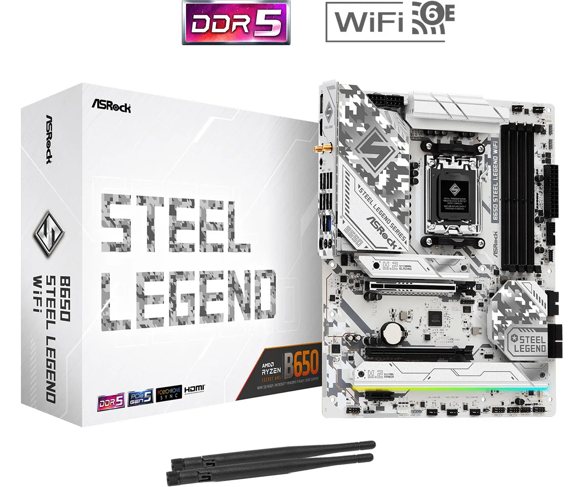 ASRock B650 Steel Legend WiFi Motherboard ATX με AMD AM5 Socket 90-MXBN90-A0UAYZ - Image 1