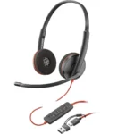 Poly Blackwire 3220 On Ear Multimedia Ακουστικά με μικρόφωνο και σύνδεση USB-A / USB-C